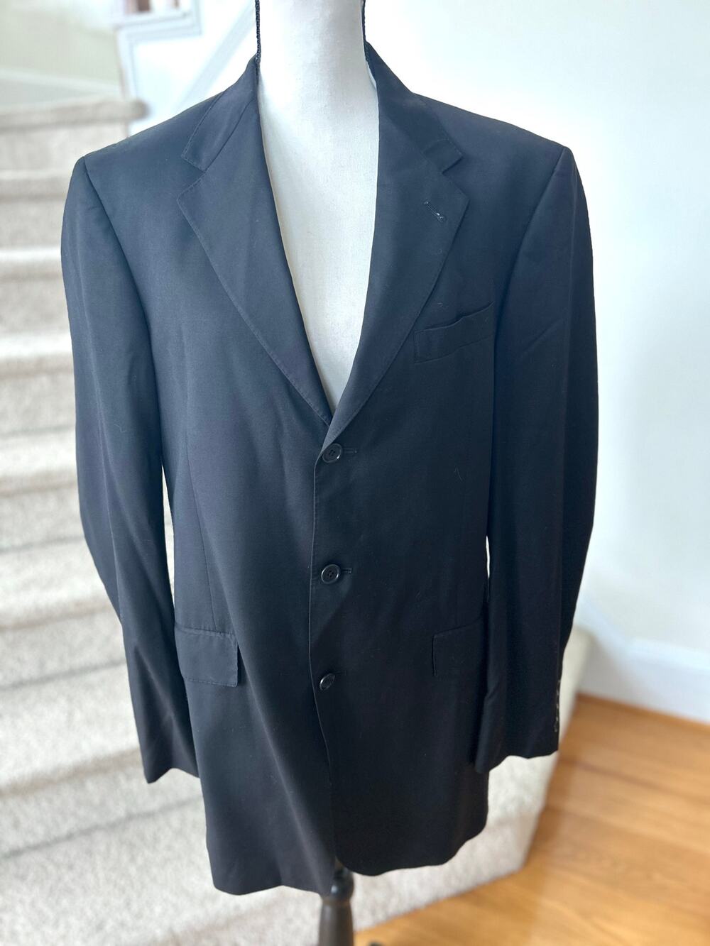 Daniel Cremieux Loro Piana Black Three Button Blazer 40L